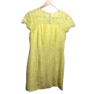 Yellow Lace Dress Women's Cap Sleeve Party Cocktail Career‎ Sheath